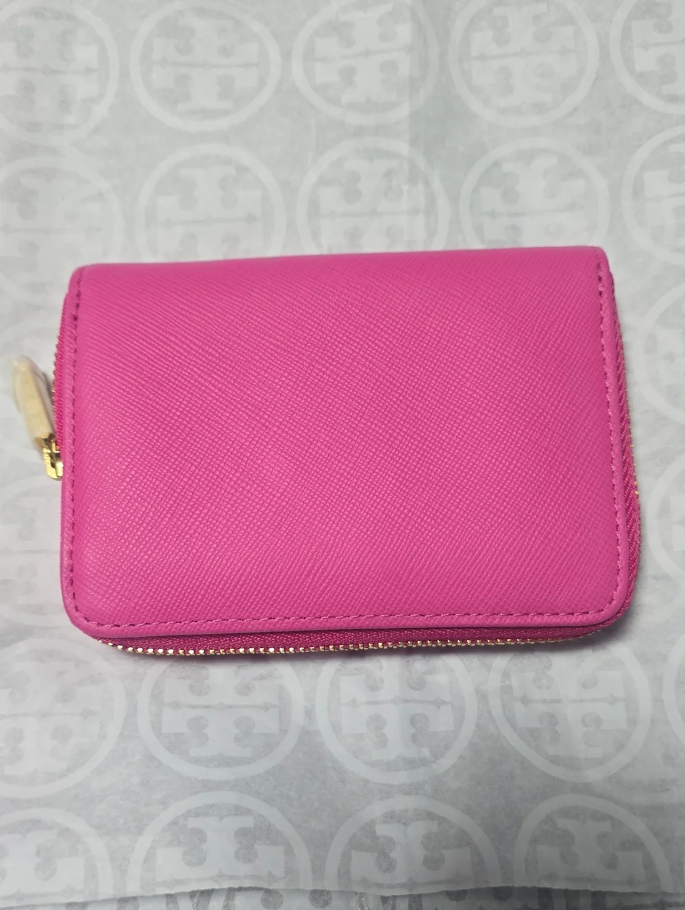 Tory Burch Pink Leather Zip Card Wallet